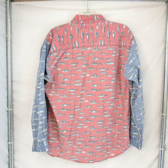 Vintage Importante Fish Design Long Sleeve Button Down Collar Shirt Size L - Picture 4 of 9